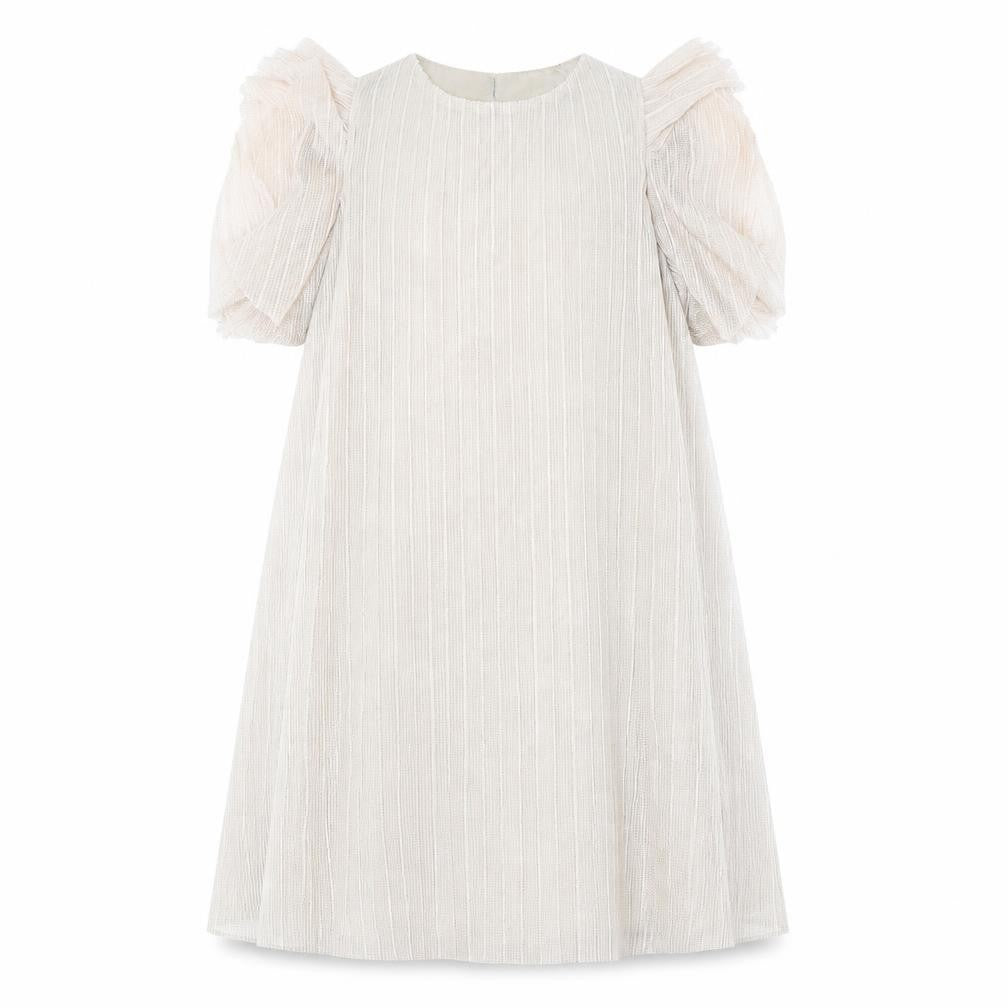 H&M Girls Beige A-Line Flutter Sleeve Party Dress 8-9 Years