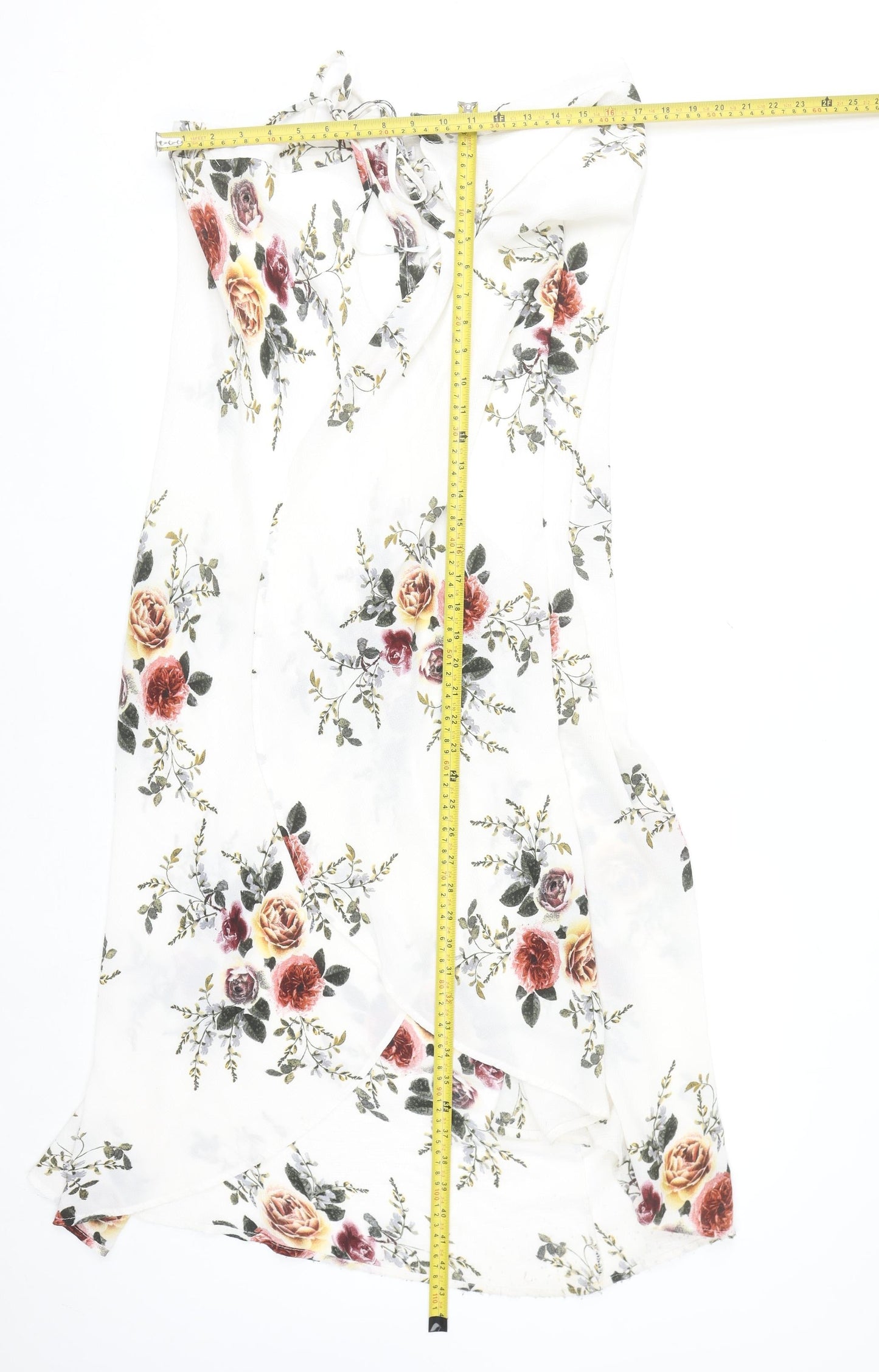 AEVERSE Women’s White Floral Wrap Midi Skirt Size S Lightweight
