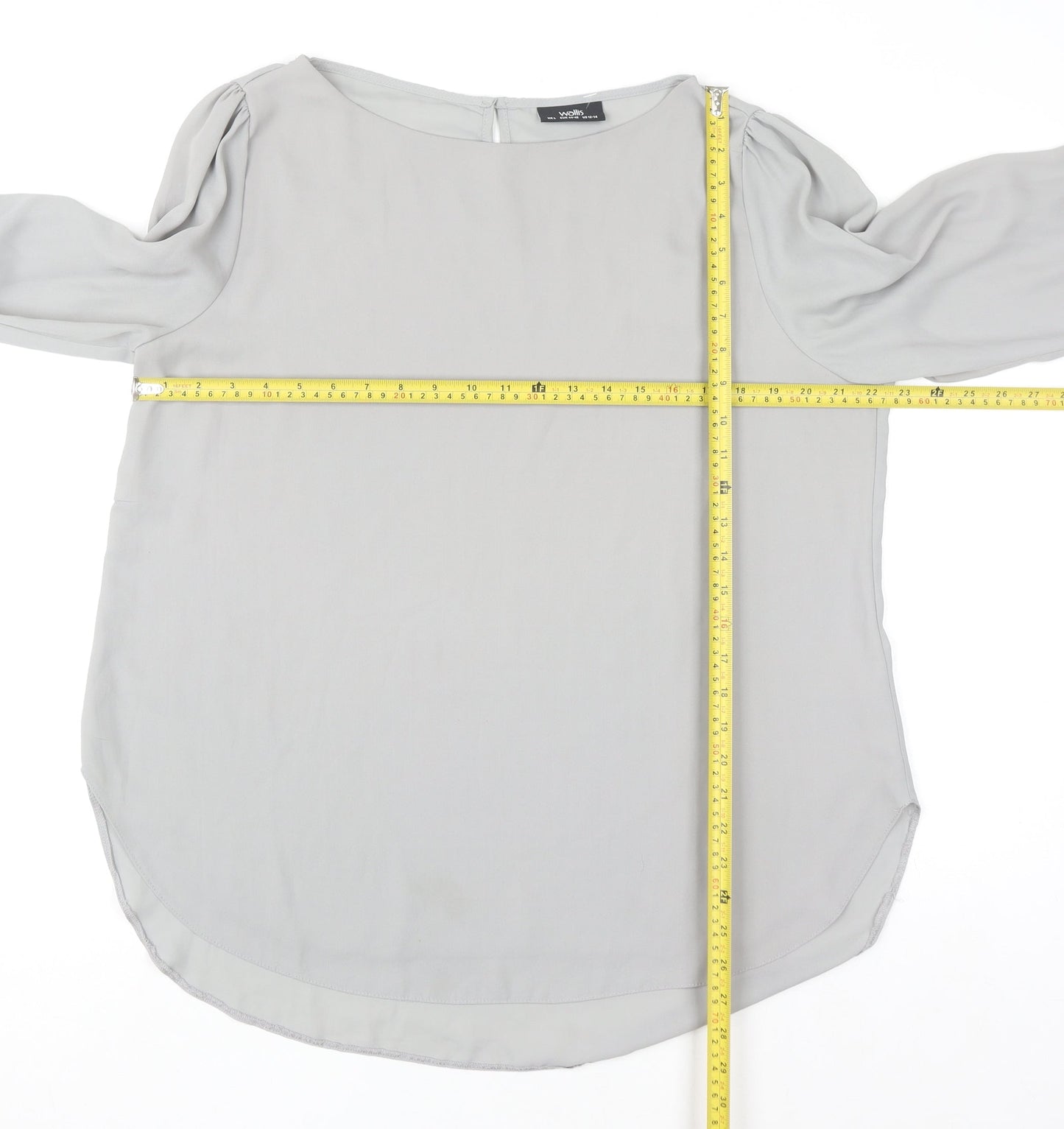 Wallis Women Grey Long Sleeve Beaded Blouse Size L