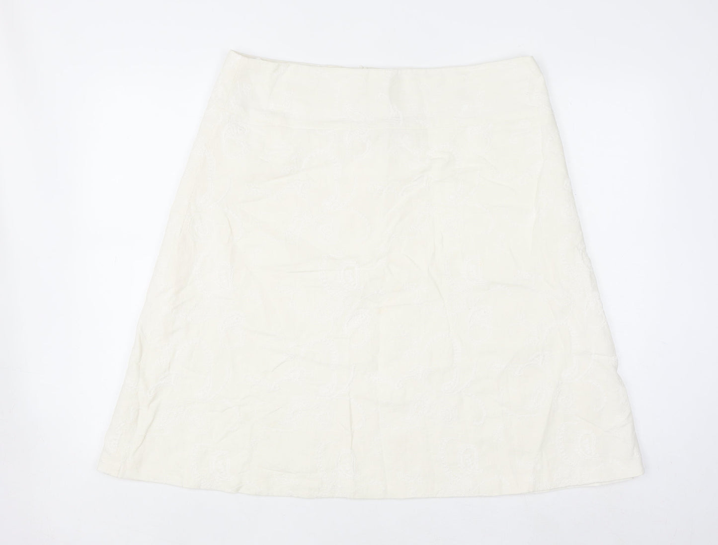 Dunnes Stores Women Ivory A-Line Linen Blend Knee Length Skirt Size 16