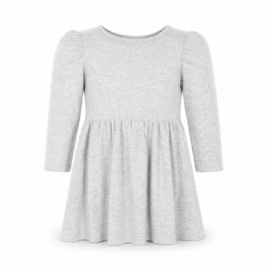I Love Girlswear Grey Long Sleeve Puff Shoulder Fit & Flare Dress 9 Years