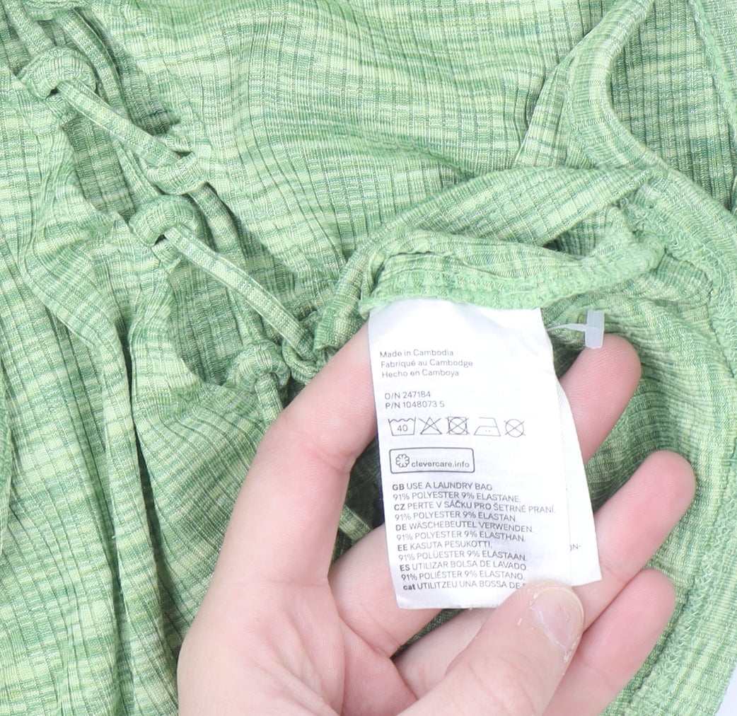 Divided Womens Green Cropped Lace Up Tank Top XXS