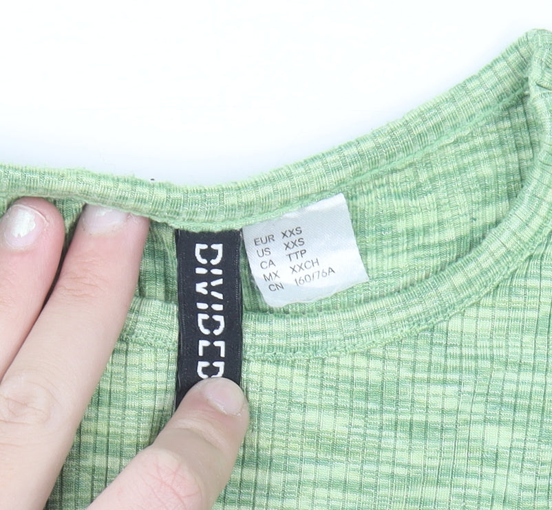 Divided Womens Green Cropped Lace Up Tank Top XXS