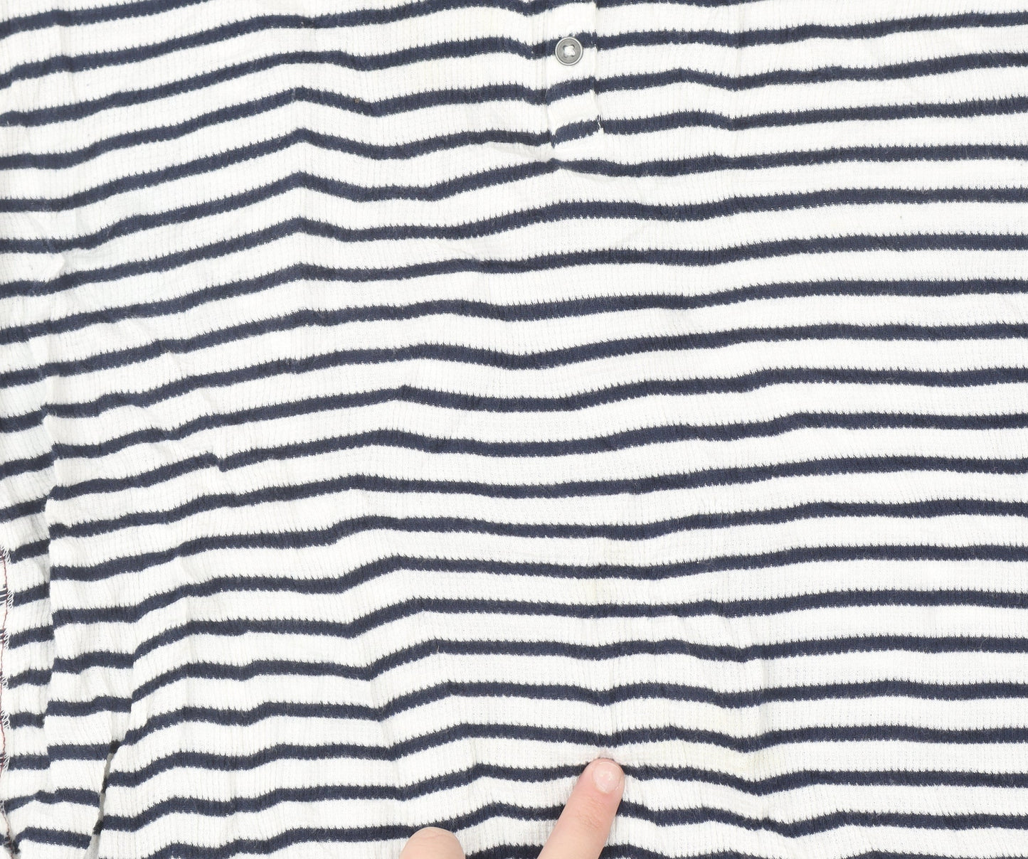 Fat Face Womens Blue White Stripe Henley Knit Jumper Size 16