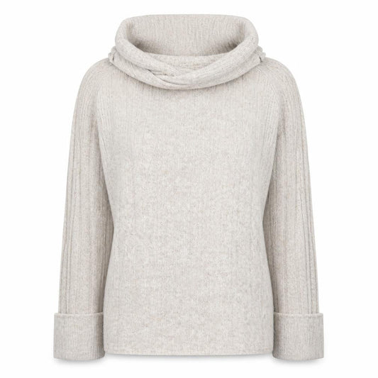 Boohoo Women Beige Cowl Neck Rib Knit Jumper Size S