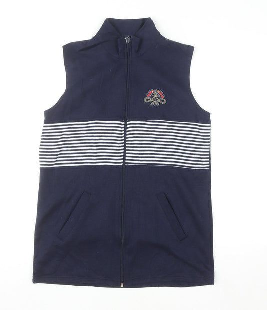 Alexara Women's Blue Striped Nautical Sleeveless Waistcoat Size S