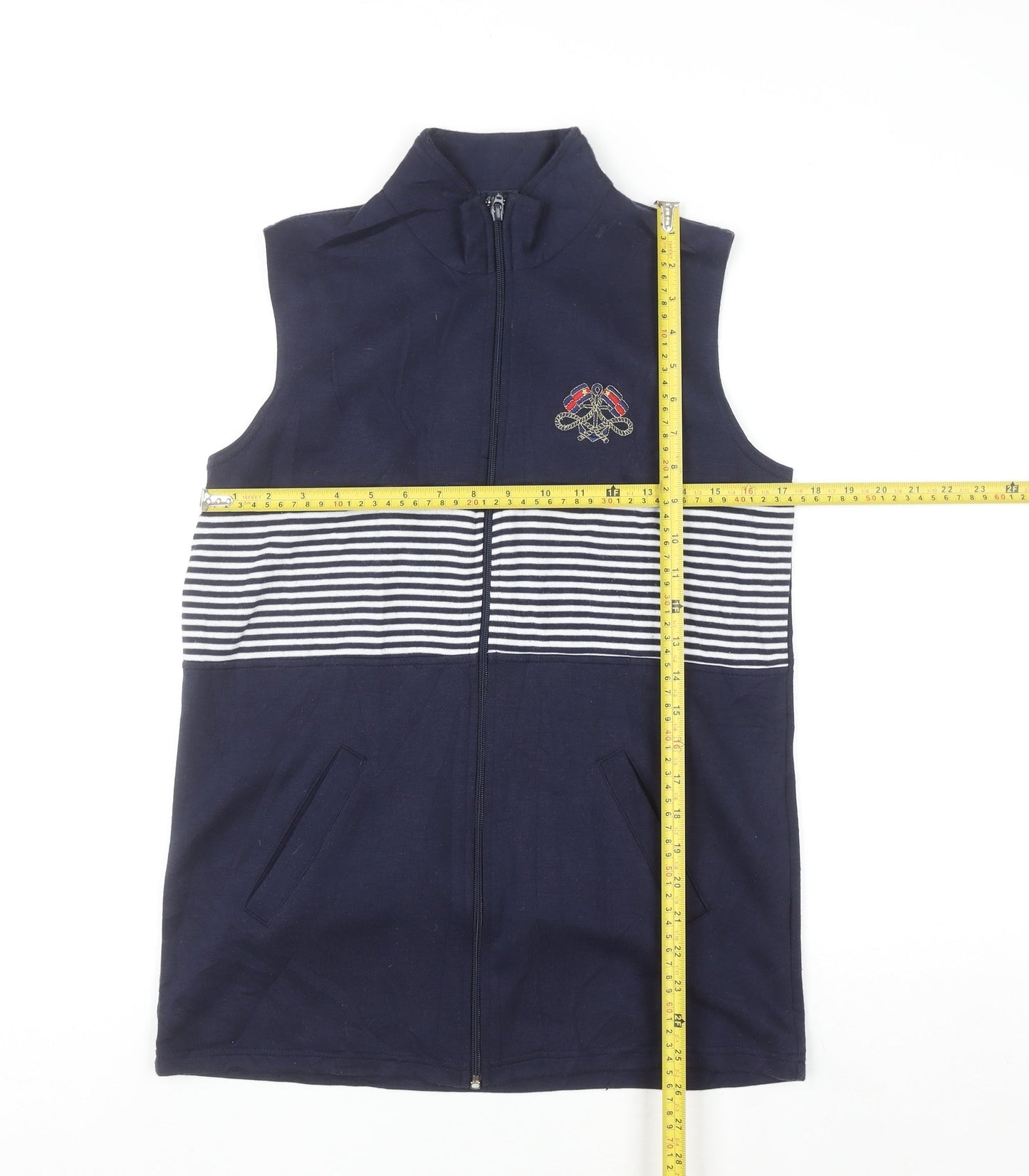 Alexara Women's Blue Striped Nautical Sleeveless Waistcoat Size S