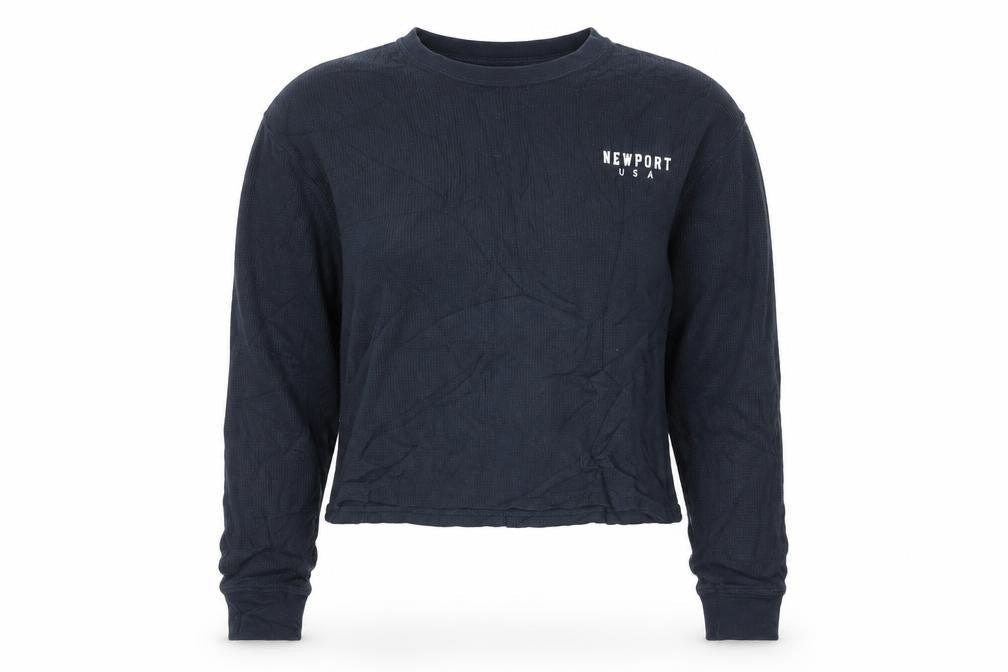 H&M Divided Women's Blue Waffle Knit Long Sleeve Pullover Jumper Size S