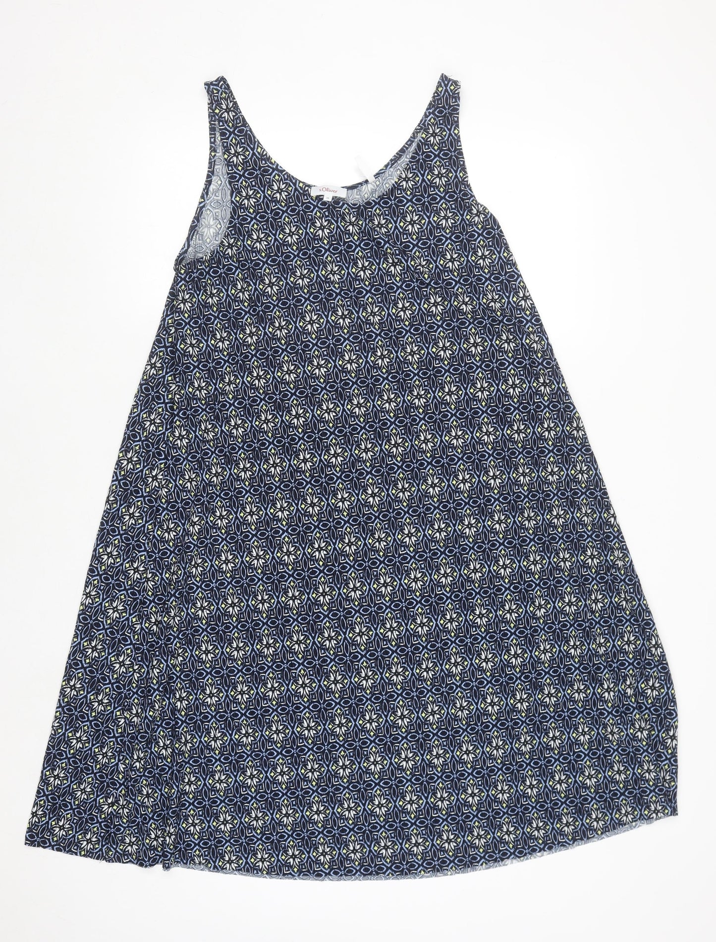 s.Oliver Women's Blue Geometric A-Line Dress Size 10