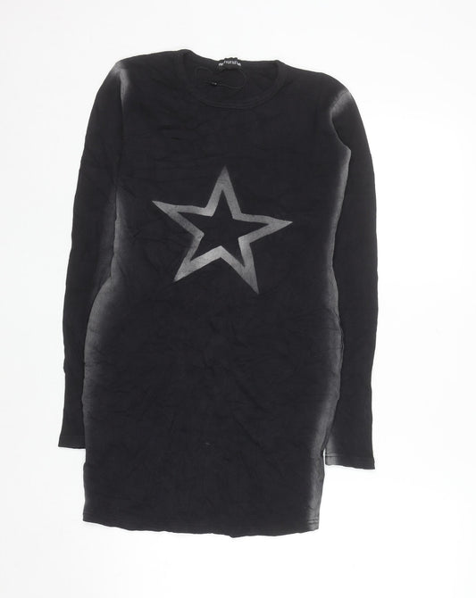 F&F Women’s Black Star Bodycon Jersey Dress Size 8
