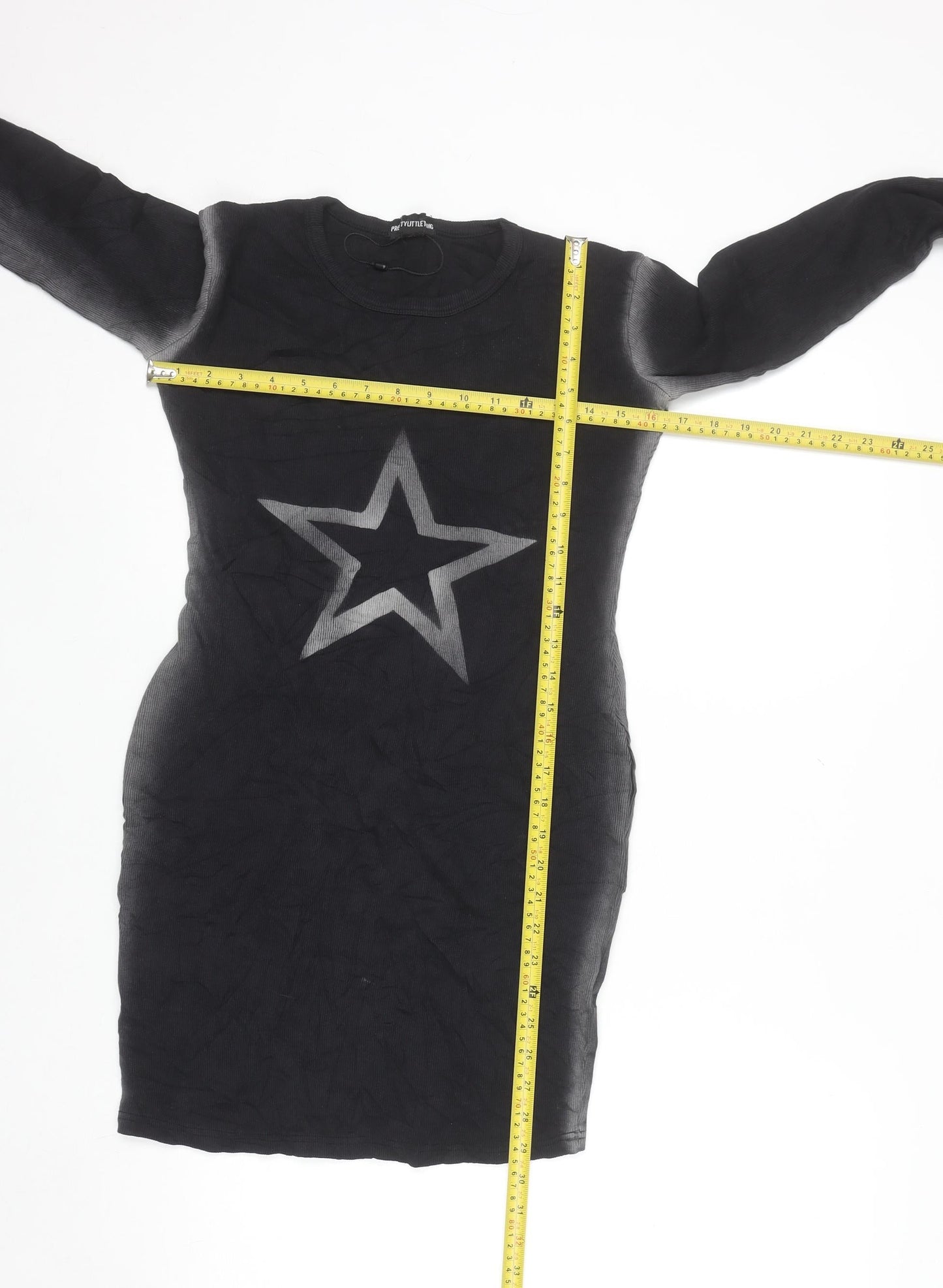 F&F Women’s Black Star Bodycon Jersey Dress Size 8