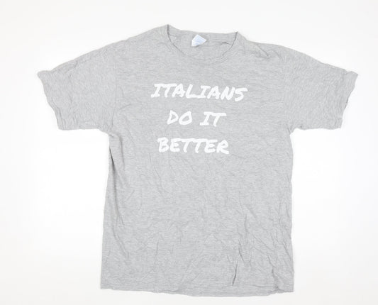 Port & Company Men's Grey 'Italians Do It Better' Graphic T-Shirt L