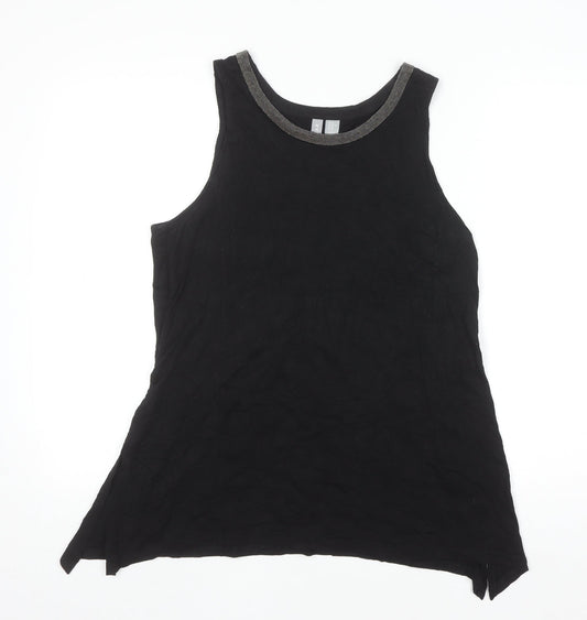 KENAR Women's Black XL Sleeveless Beaded Neck Cotton Modal Tank Top