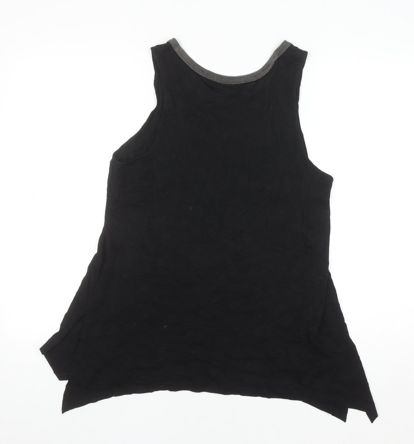 KENAR Women's Black XL Sleeveless Beaded Neck Cotton Modal Tank Top