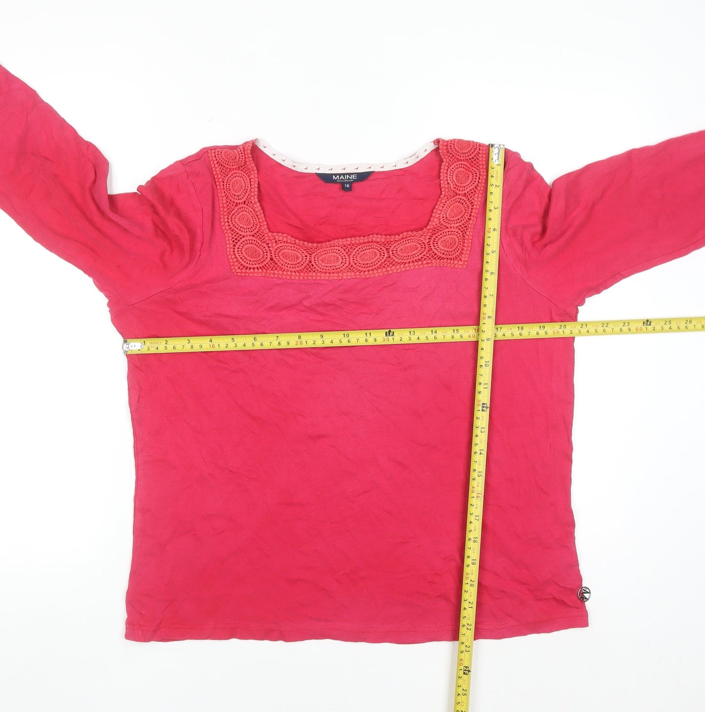 Maine New England Women's Pink 3/4 Sleeve Cotton Tunic Blouse Size 18