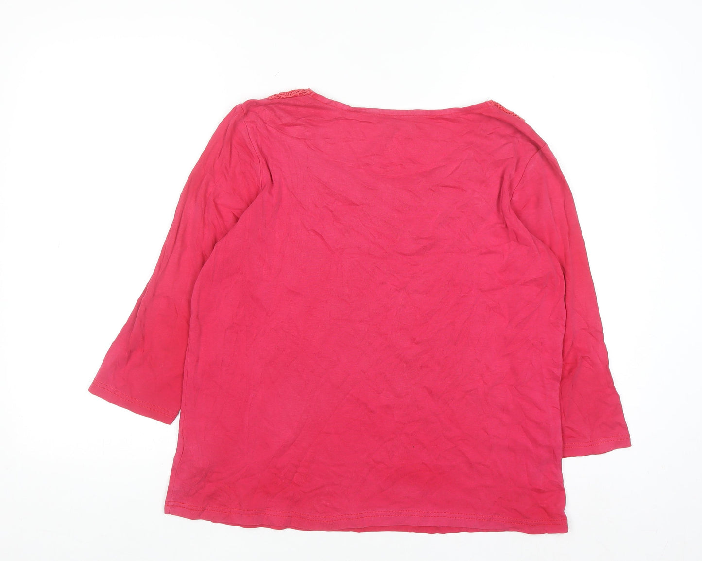 Maine New England Women's Pink 3/4 Sleeve Cotton Tunic Blouse Size 18