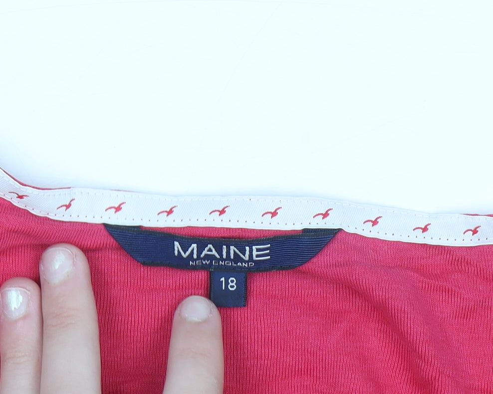 Maine New England Women's Pink 3/4 Sleeve Cotton Tunic Blouse Size 18