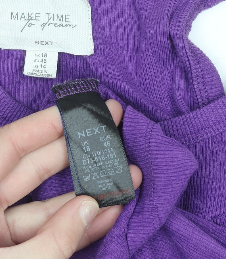 Next Women's Purple Cotton Elastane Tank Top UK 18