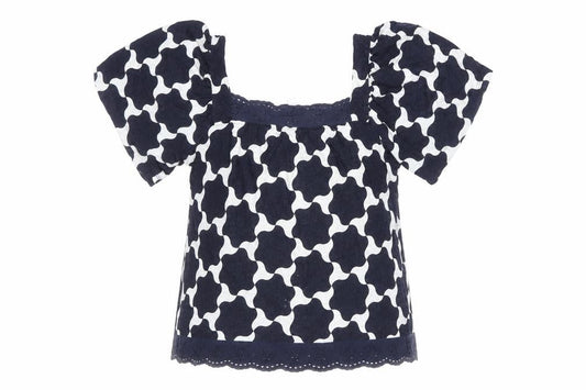 Next Women's Blue Geometric Cotton Tunic Blouse UK 14