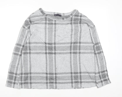 Marks & Spencer Women Grey Check Knit Pullover Jumper Size 16