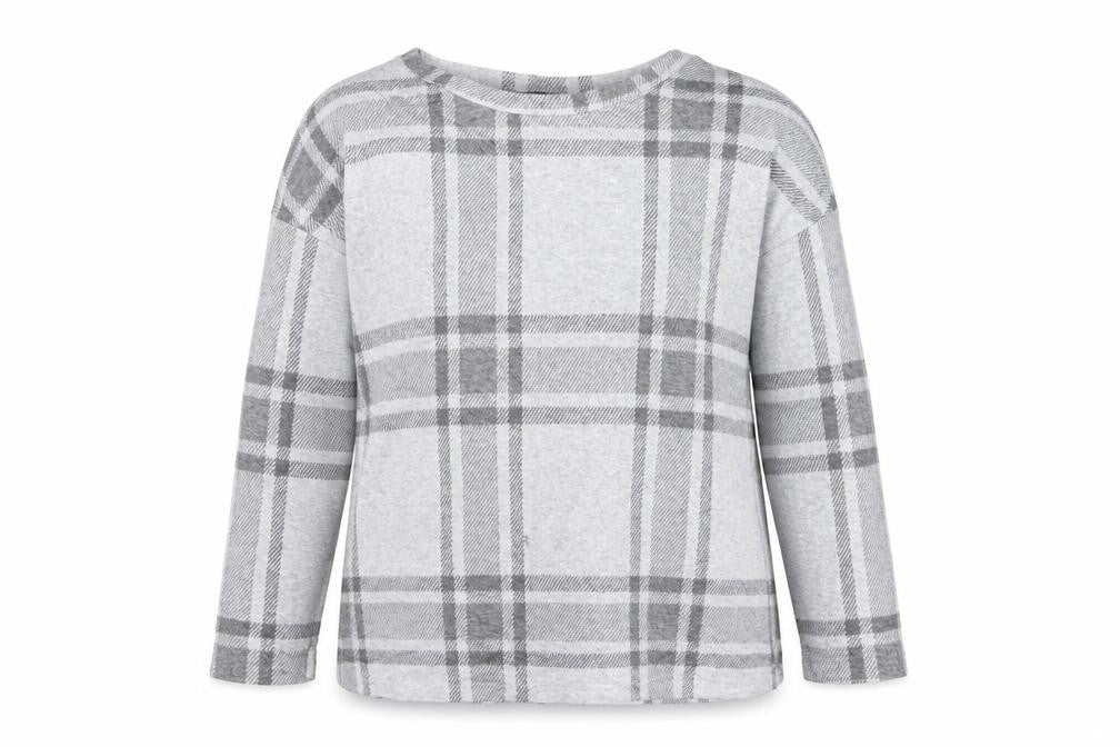 Marks & Spencer Women Grey Check Knit Pullover Jumper Size 16