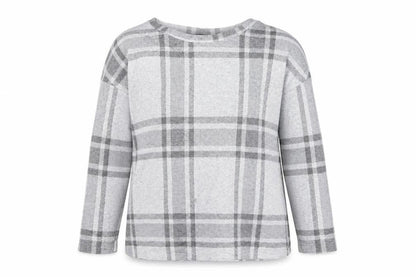 Marks & Spencer Women Grey Check Knit Pullover Jumper Size 16