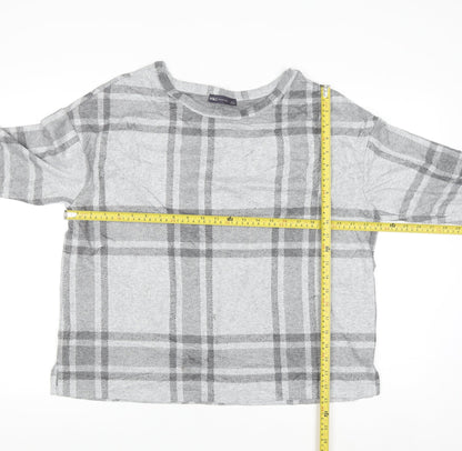 Marks & Spencer Women Grey Check Knit Pullover Jumper Size 16