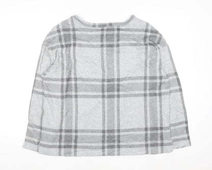 Marks & Spencer Women Grey Check Knit Pullover Jumper Size 16