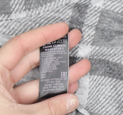 Marks & Spencer Women Grey Check Knit Pullover Jumper Size 16