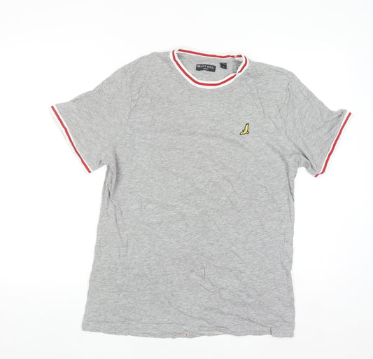 Brave Soul Men's Grey Crew Neck Cotton T-Shirt Size L
