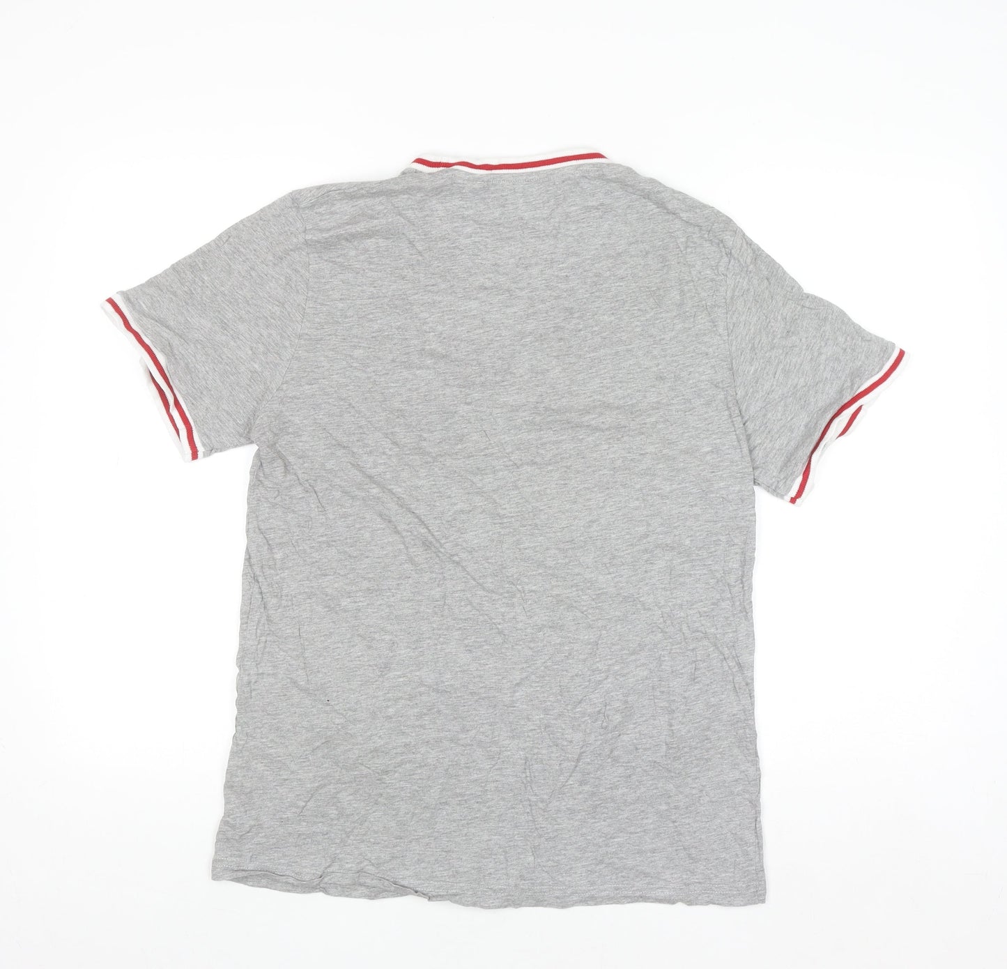 Brave Soul Men's Grey Crew Neck Cotton T-Shirt Size L