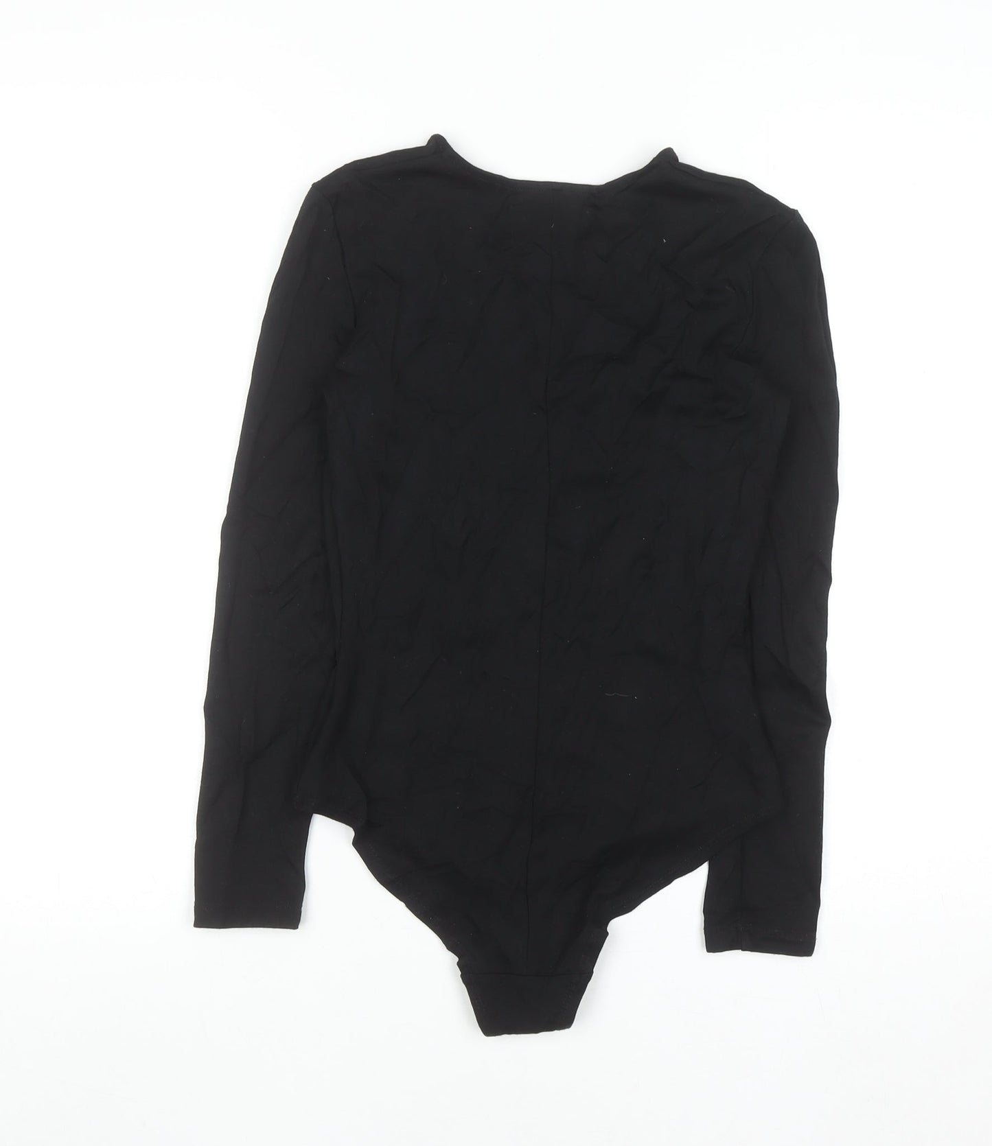 H&M Womens Black Lace-Up Long Sleeve Bodysuit Size 6 Slim Fit