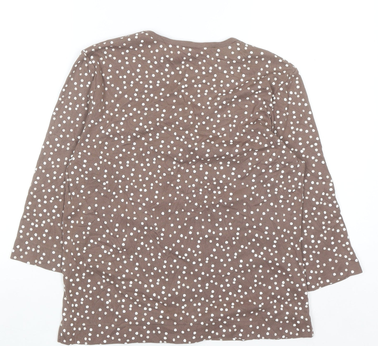 Tigiwear Womens Brown Polka Dot V-Neck Long Sleeve T-Shirt Size 14/16