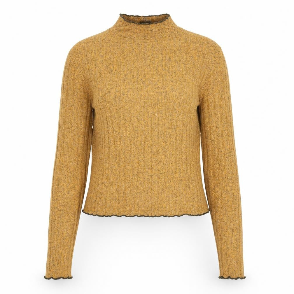 Primary Womens Brown XS Mock Neck Wool Blend Jumper