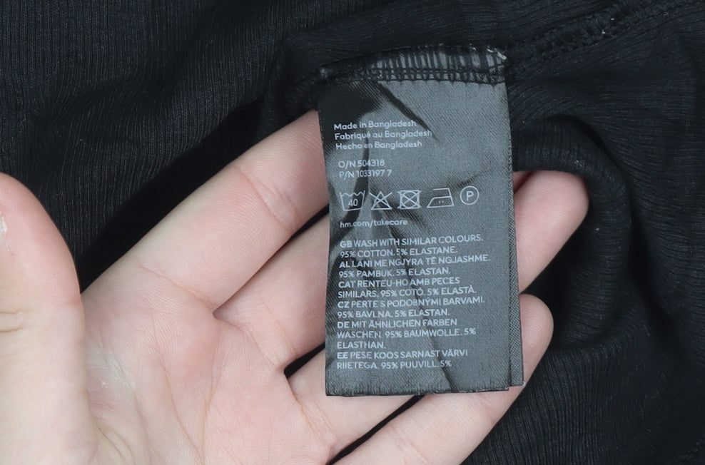 H&M Women Black XS Bodycon Short Sleeve Jersey Dress