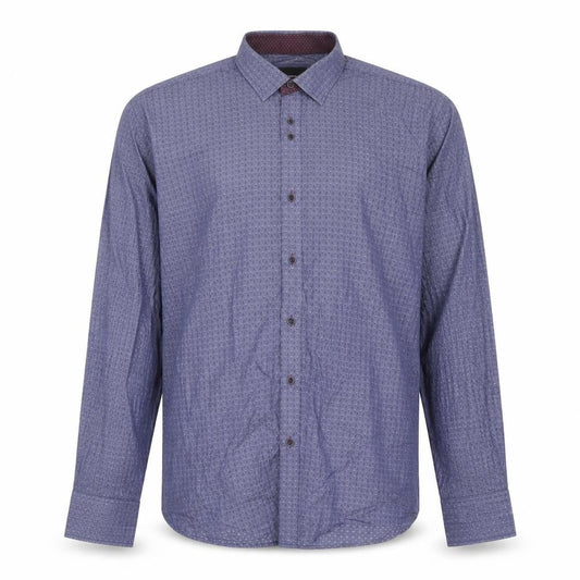 Remus Uomo Jeans Men's Blue Geometric Cotton Shirt XL Slim Fit