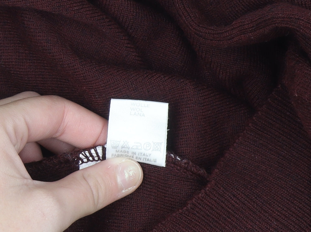 Cruising Club Men's Brown Roll Neck Wool Blend Jumper L
