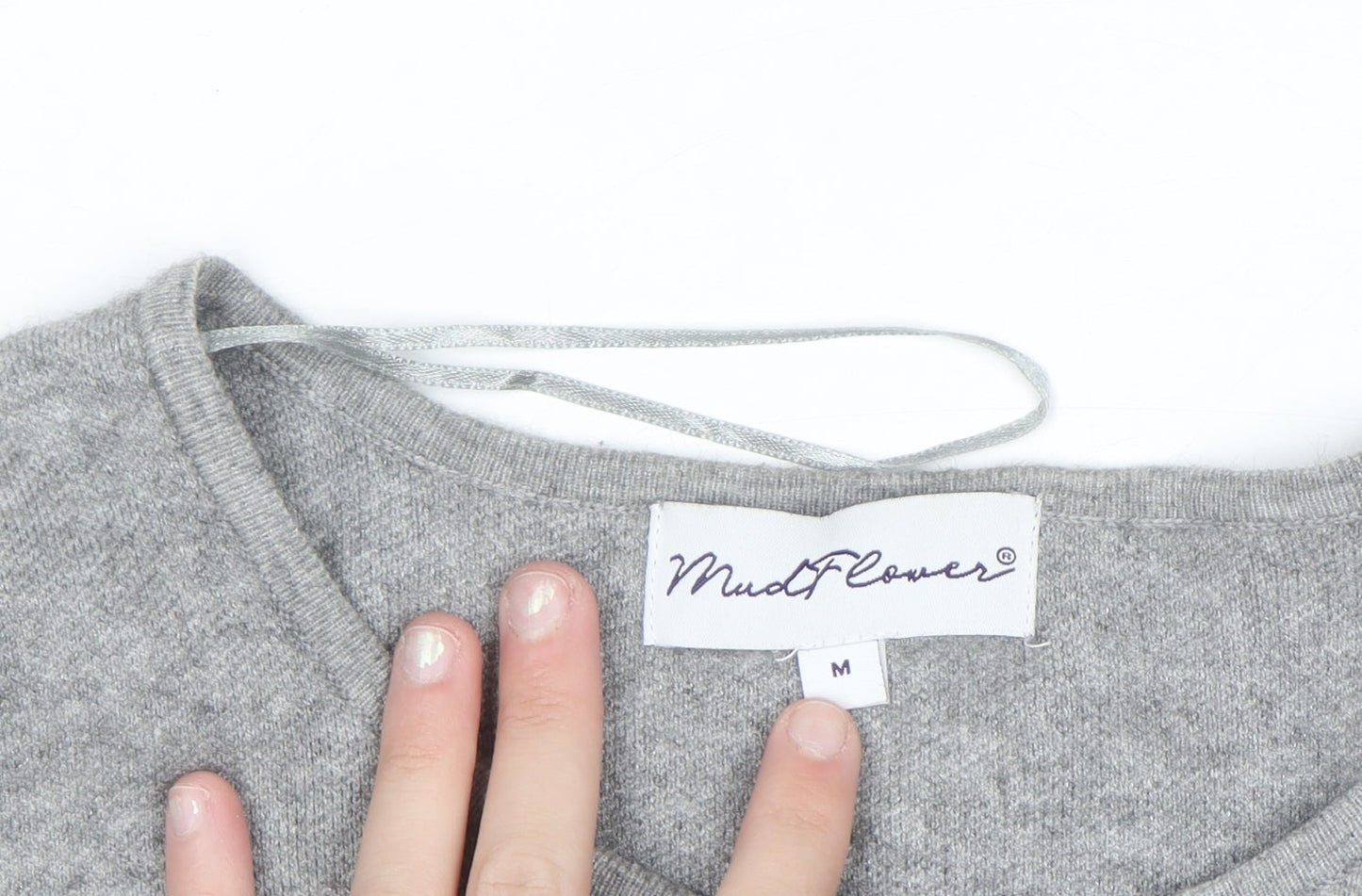 Mudflower Women's Grey Full Zip Studded Knit Jumper Size M