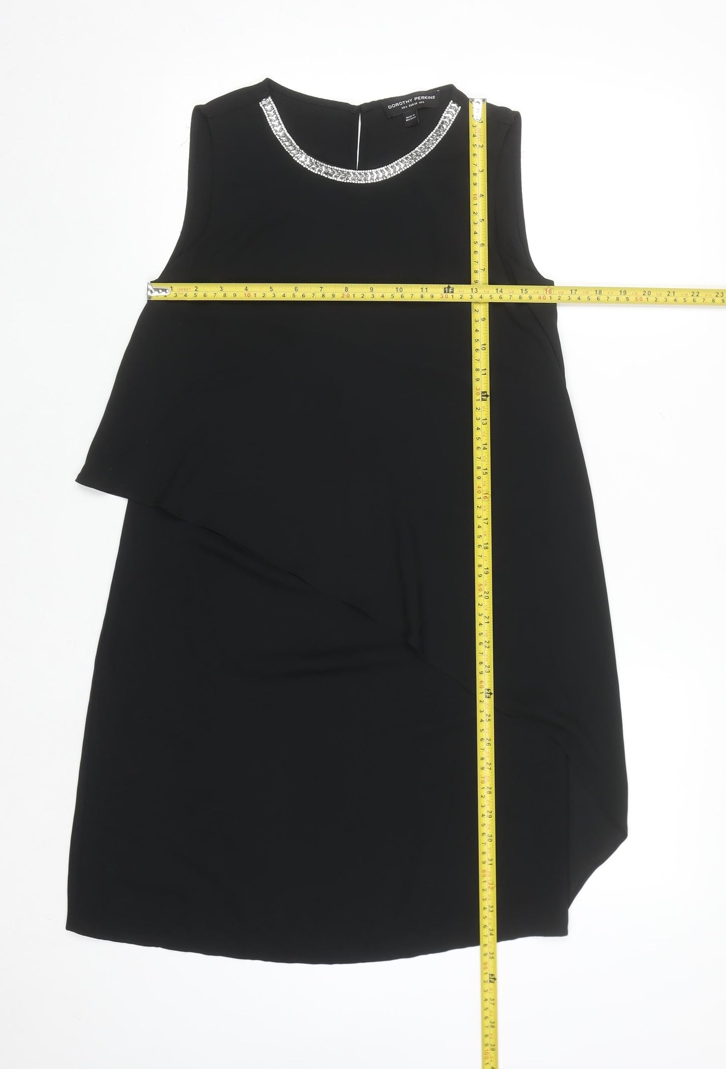 Dorothy Perkins Women's Black Size 8 Beaded Shift Dress