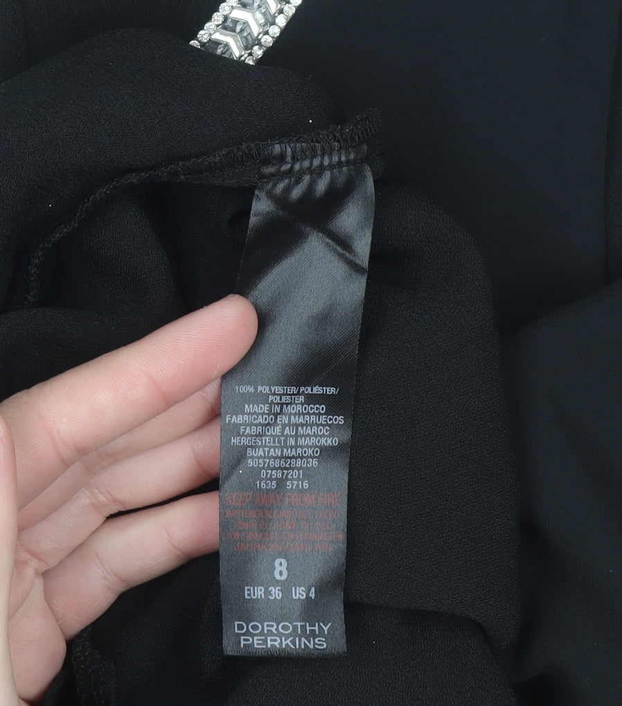 Dorothy Perkins Women's Black Size 8 Beaded Shift Dress