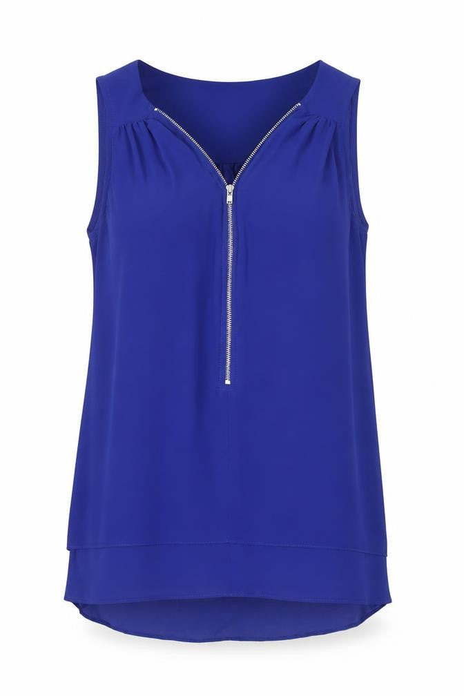 New Look Women’s Blue Sleeveless Zip Blouse Size 10