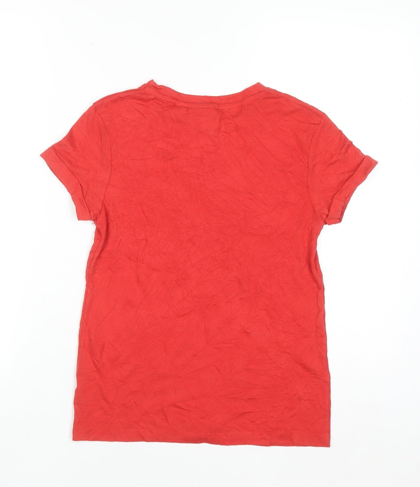 Lyrics by Ink Women's Red Cotton Music Print T-Shirt Size 4