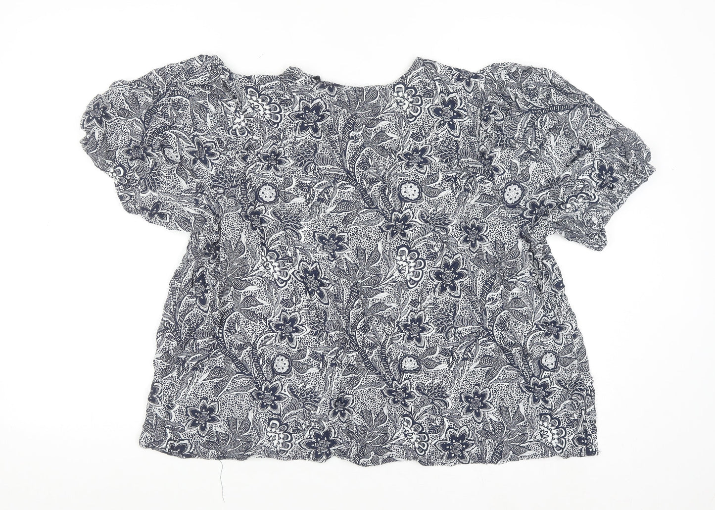 Papaya Women’s Blue Floral Peasant Blouse Size 18 Viscose