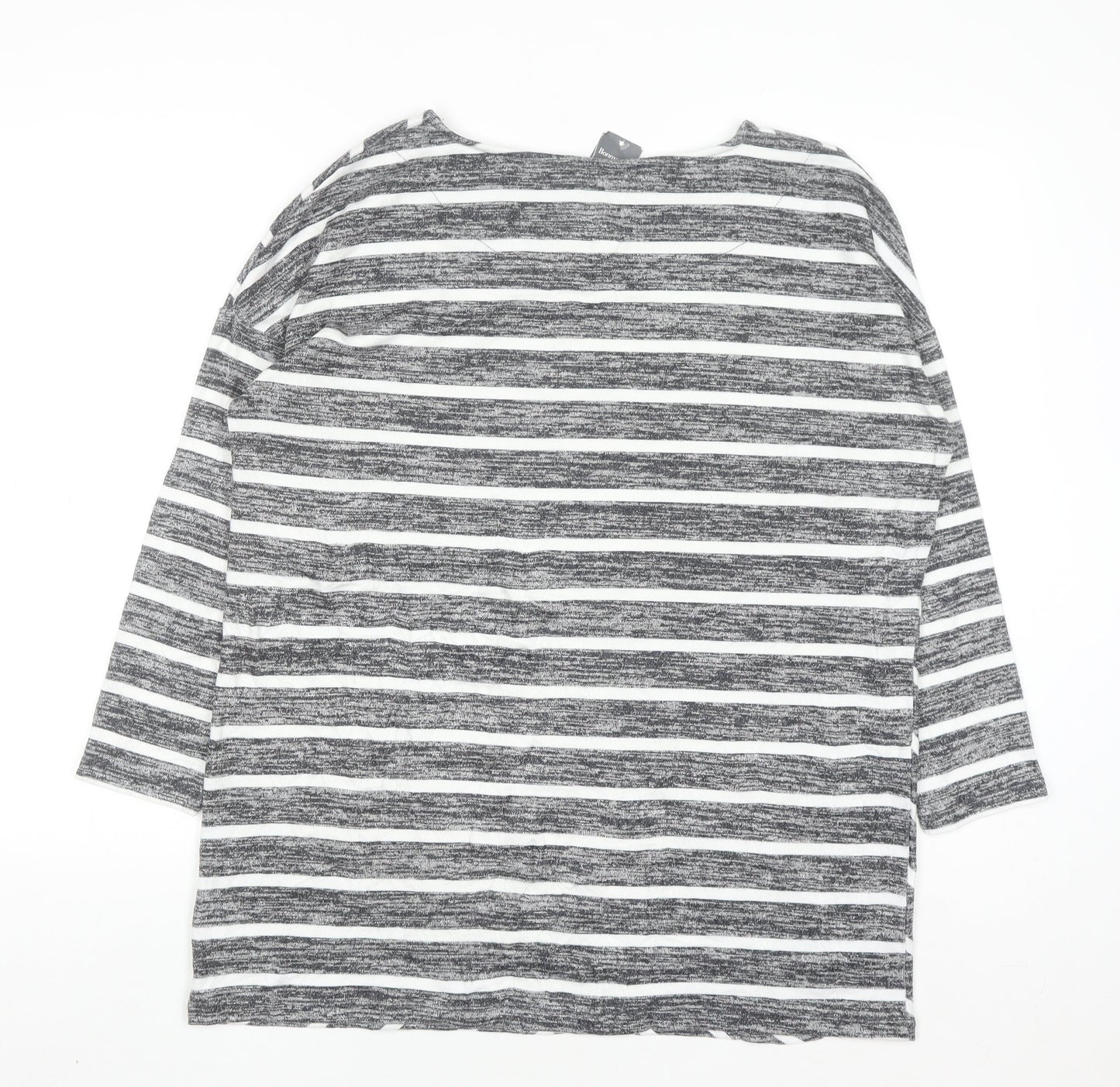 Bonmarché Women Grey Striped Boat Neck Pullover Jumper Size 14