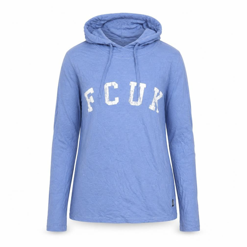 French Connection Women's Blue Graphic Pullover Hoodie Size M