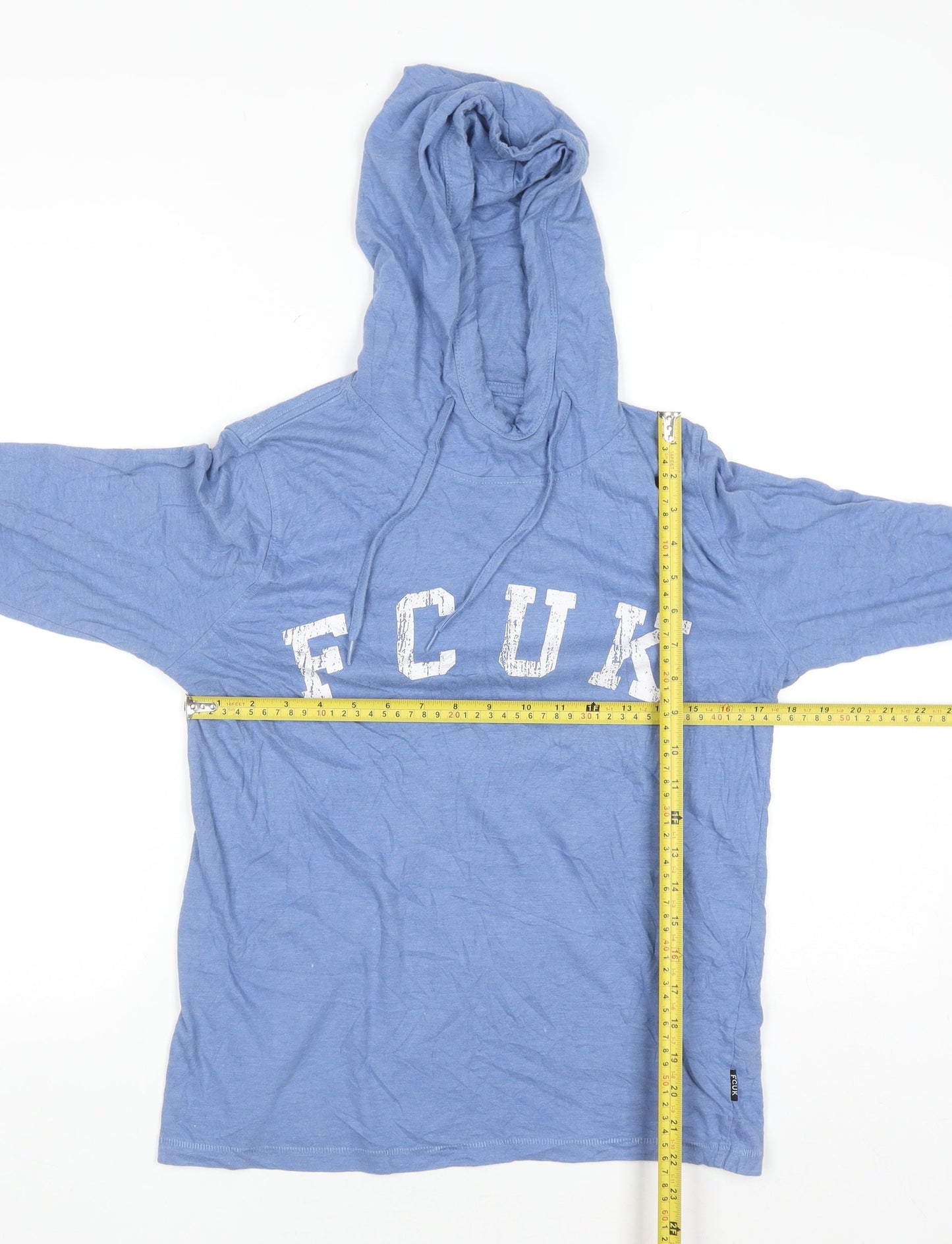 French Connection Women's Blue Graphic Pullover Hoodie Size M