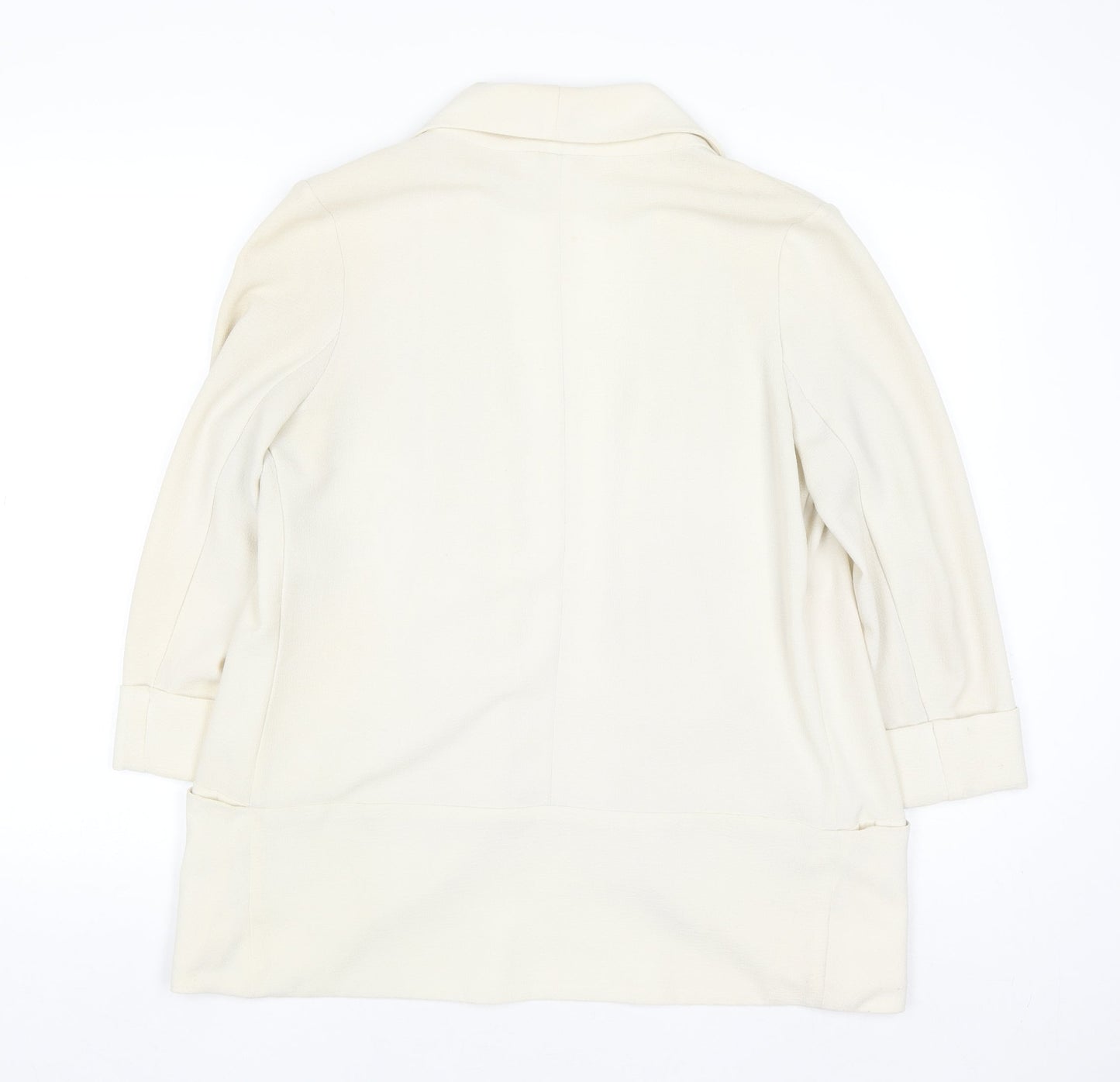 New Look Women Ivory Long Blazer Size 10 Open Front Lightweight Jacket