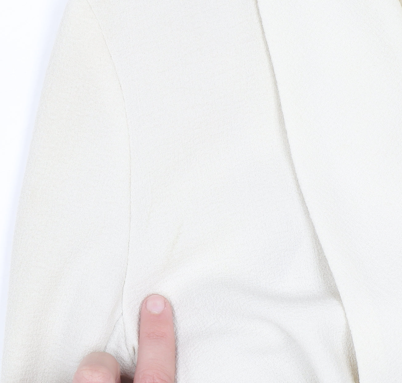 New Look Women Ivory Long Blazer Size 10 Open Front Lightweight Jacket