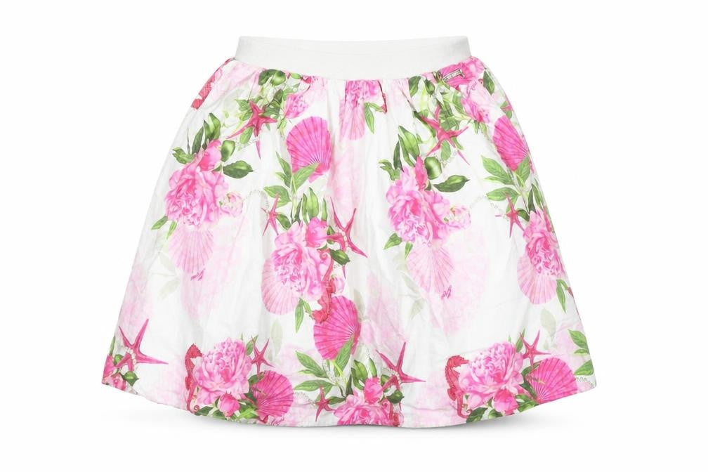 Guess Teens White Floral A-Line Knee Length Skirt Size 8