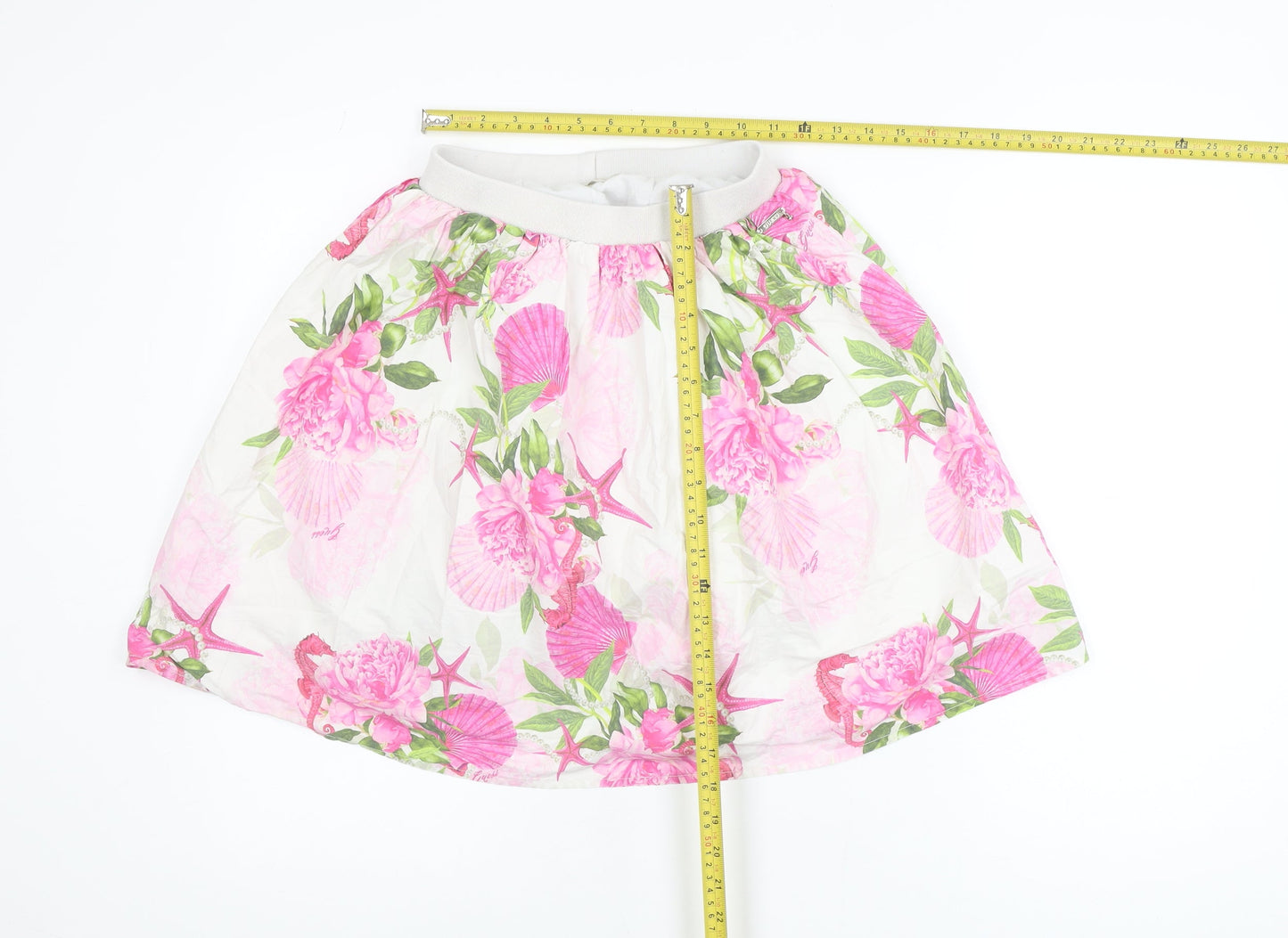 Guess Teens White Floral A-Line Knee Length Skirt Size 8